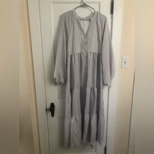 The Main Street Exchange Gray Checkered Prairie MIDI Dress NWOT Size L